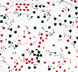 a pile of playing cards 