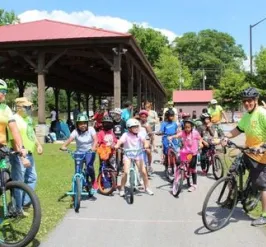 Bike Rodeo participants showing off their bikes 