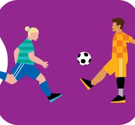 Two kids playing soccer