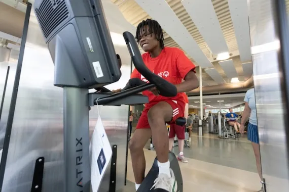 stationary bike being used