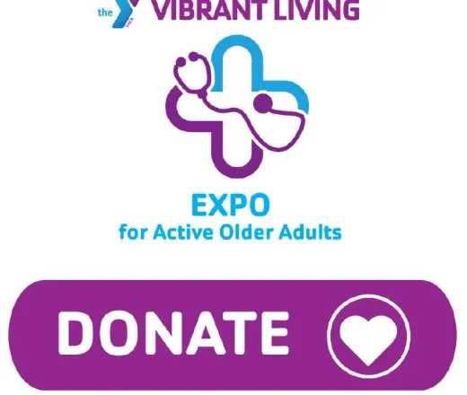 Vibrant Living Expo graphic with Donate button