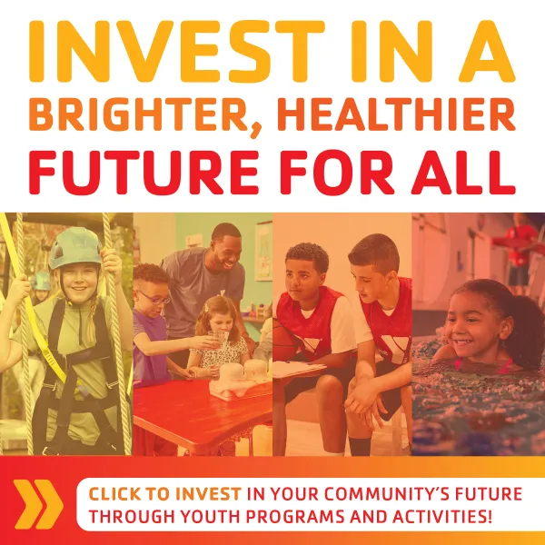 A pop up image encourage people to give to the Y to support programing like youth sports, afterschool, swim lessons and more.