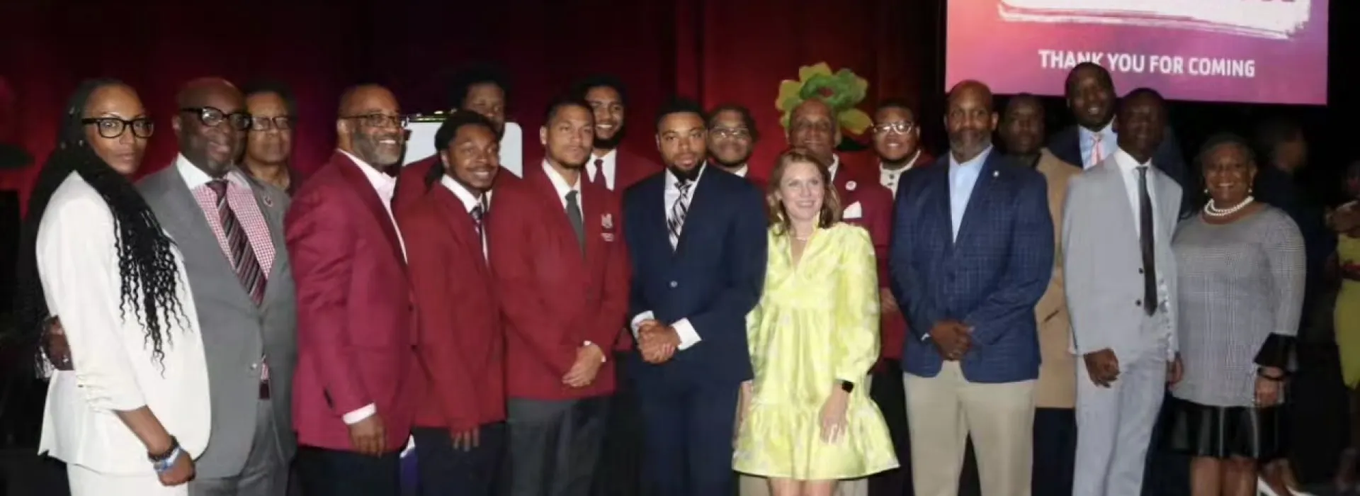 Group of people taking a group photo at the YMCA of Metro Atlanta Good Friday Breakfast